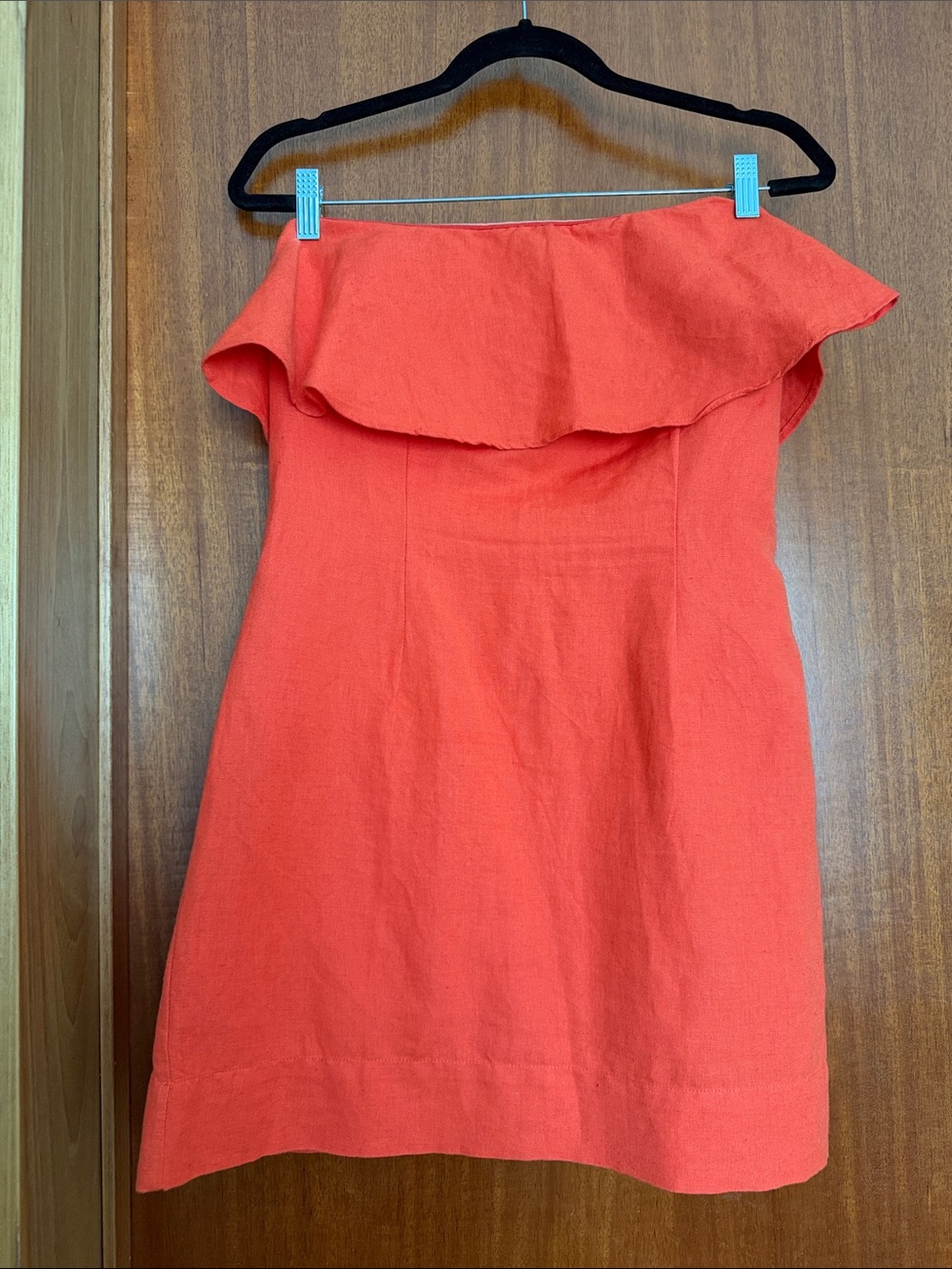 Strapless Coral Ruffle Sundress